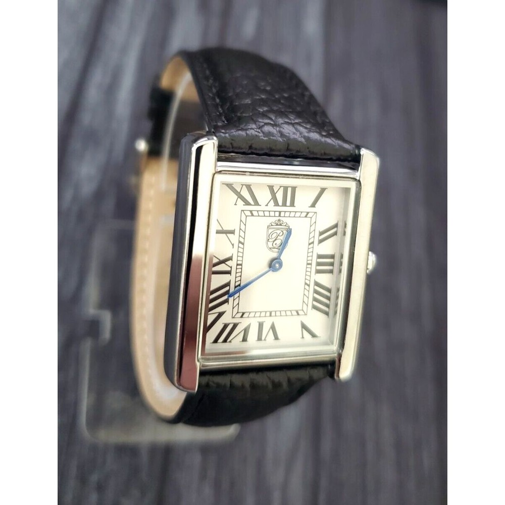 Pierre Lucerne 1888 Must Inspired Tank Swiss Style Mens Dress Watch Black Band - Picture 7 of 16
